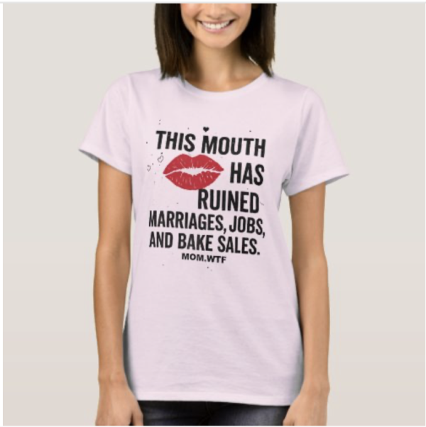 Graphic T-shirt design featuring a wild open mouth filled with chaos—sharp teeth, twisted tongue, and surreal detailing that screams rebellion. The phrase Mouth of Chaos is boldly printed, making it a gritty, edgy shirt for mischief-makers, punks, and anyone who thrives in disorder.
